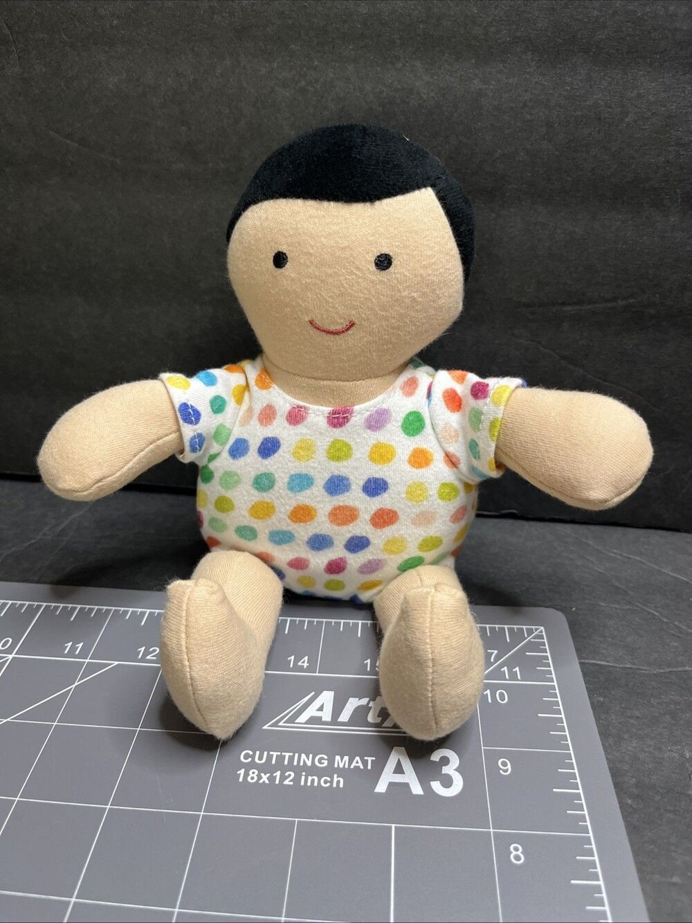 Loevery Organic Cotton Baby Doll Plush Tan Skin Black Hair